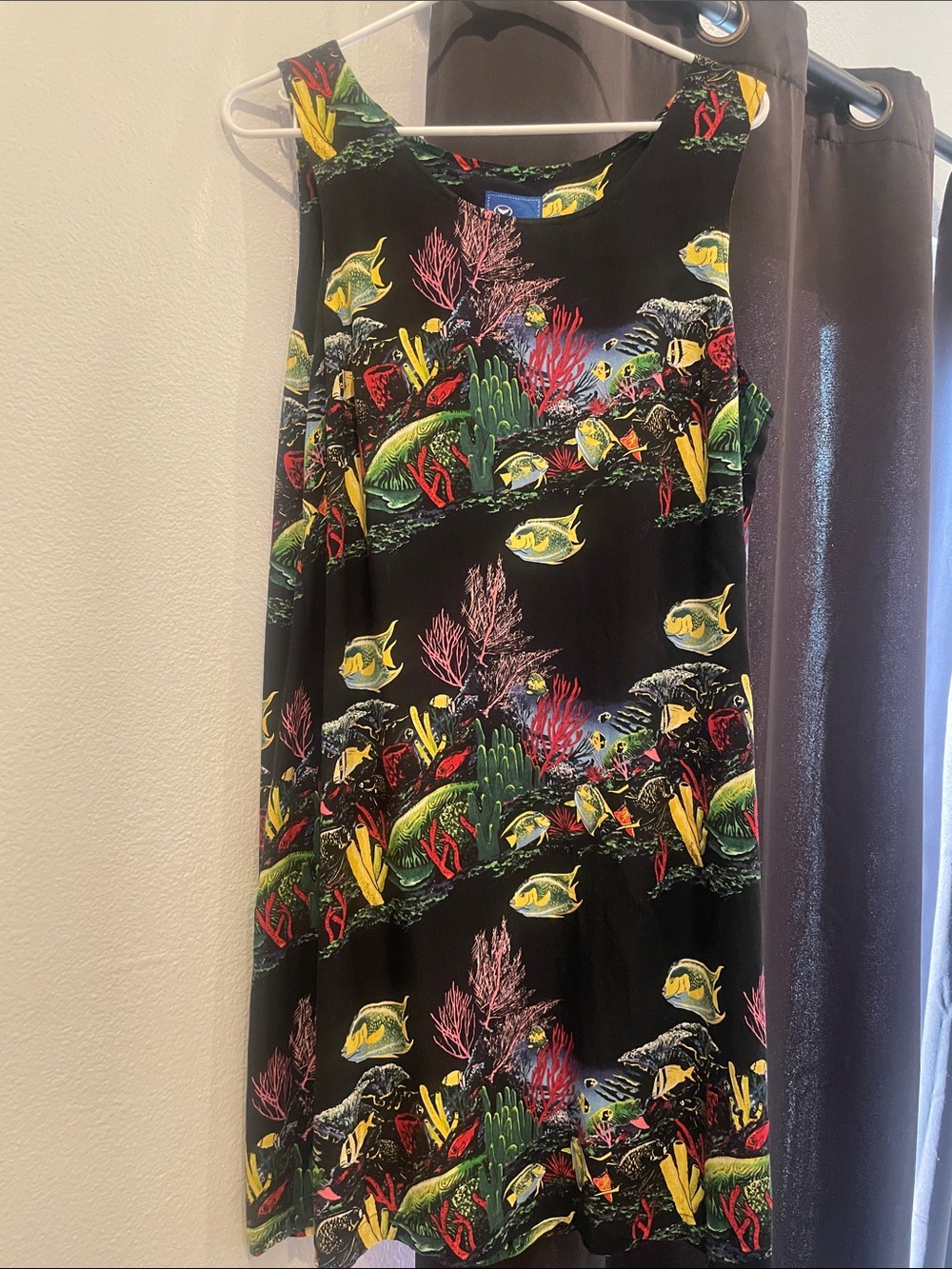 Wyland Signature Black Tropical Reef Print Mini Dress